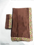 Brown coffee silk saree with embellished embroidery lace border, 5.5m length and free size