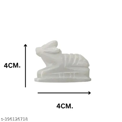 White marble Shivling Nandi idol for home temple, handcrafted and polished