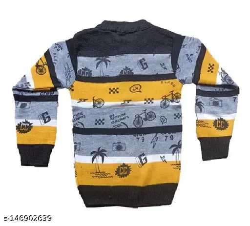 Purple and yellow colorblocked woolen kids sweaters set, long sleeves for boys ages 3-12, Indian handcraft