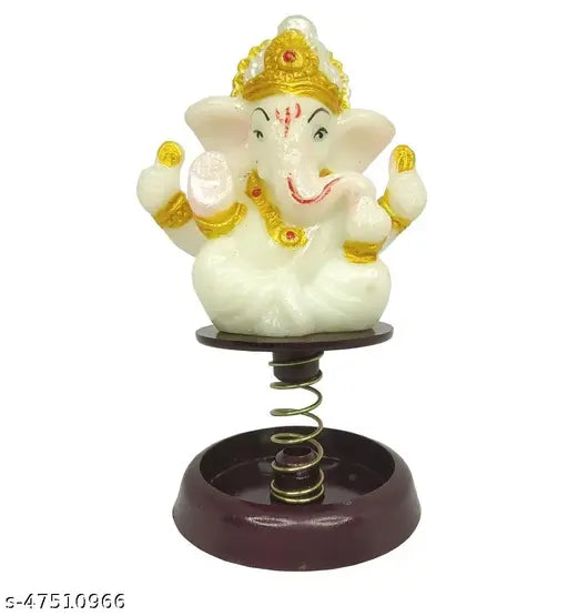 Adhvik Shree Lord Ganesha radium statues, multicolor poly resin, Hindu idol for home or car decoration