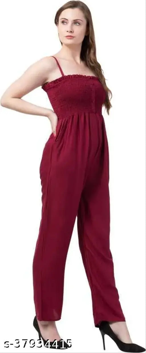 Maroon rayon sleeveless jumpsuit, stylish and trendy piece for women's wardrobe from 69 FASHION STREET, India