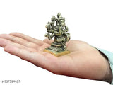 Brass Varahi Amman 8-handed idol/statue, seated on decorative base with boar face and human body, holding weapons, symbolizing goddess of darkness for protection from evil eyes and negative vibes. Made in India