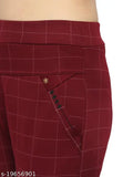 Fashionable checked lycra jeggings for women, size 30 (India-made)