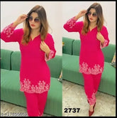 Rayon partywear top and bottom set for women, long sleeves, Indian origin