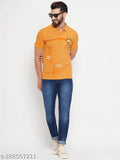 Men's cotton blend printed polo collar t-shirt, short sleeves, size M (chest 40 in, length 27 in)