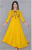 Rayon embroidered straight kurti, Radhika design, three-quarter sleeves. Indian traditional women's fashion