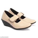 Striped synthetic wedge bellies for girls & women, lightweight & comfortable formal ballet shoes with Velcro fastening