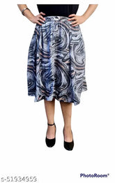 Designer printed net crepe western skirt for women, available in sizes 26-38 inches waist, Indian origin