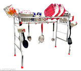 Stainless steel dish drainer rack, 24x28 inches, space-saving kitchen organizer for plates and utensils