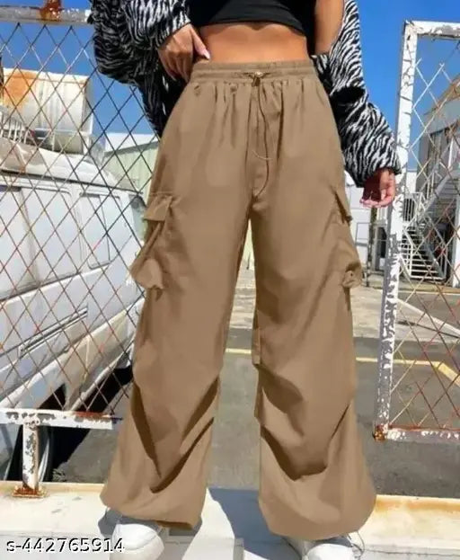 Polyester solid net, elegant women's trousers, M, L, XL from India