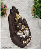 Poly resin Hand Palm Ganesh Idol Decorative Showpiece, 10x10x15cm, for Feng Shui/Vastu, Indian religious figurine