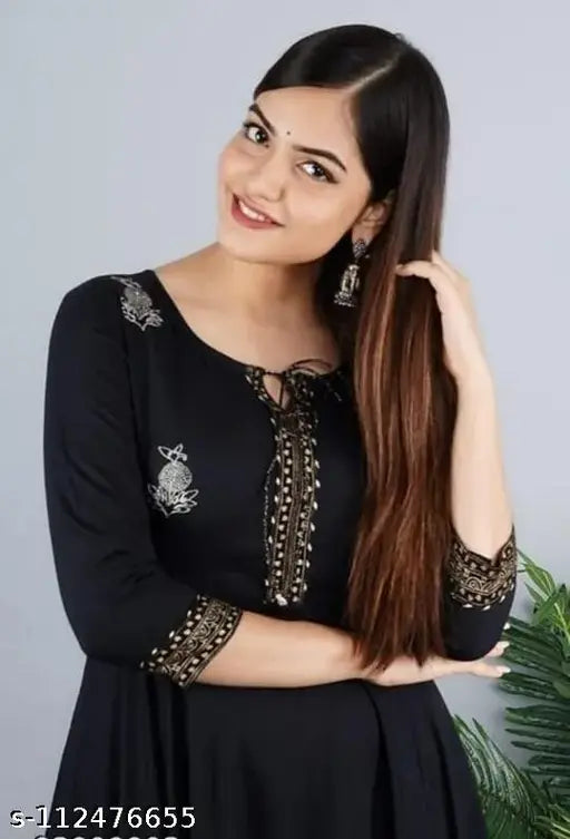 Tannu Creation rayon Anarkali kurtis for women and girls - vibrant printed three-quarter sleeves, suitable for spring/summer occasions in India