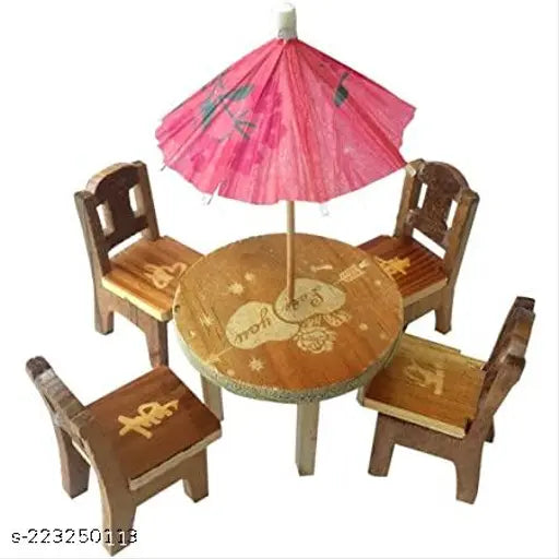 Wooden mini dining table for kids, handcrafted Indian artifact for toddlers aged 3