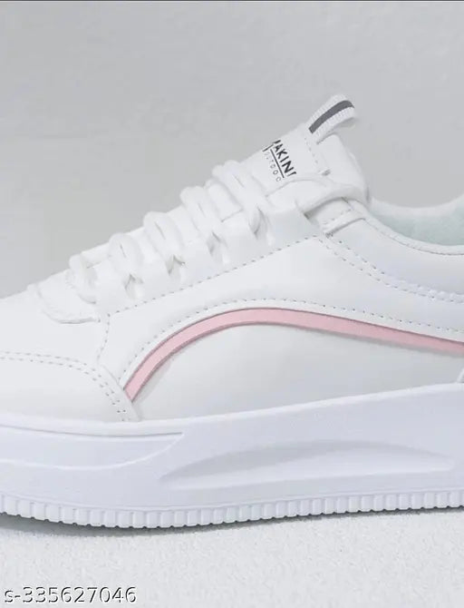 Bucadia Girl Synthetic White Stylish Comfortable Casual Sneaker Shoes