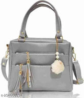 Grey PU sling bag, 2-compartment, solid pattern, free size, pink. Women's fashionable accessory for girls or ladies