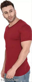 Short-sleeved cotton blend v neck men's t-shirt, solid color style