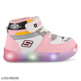 Redburg kids LED light shoes, synthetic and EVA, casual walking/running for boys & girls, latest design (LTP01) - bright red color on feet in motion