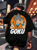 Men's cotton blend three-quarter sleeve Goku Black printed T-shirt, oversized fit in various sizes (S-XXL), India origin