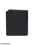 Black faux leather Gittak men's wallet, well-crafted with durable cloth lining, features 7 card slots, 2 secret pockets, and a spacious compartment. Made in India