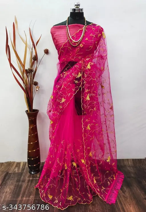 New launching net brocade saree with embroidered blouse - Indian handloom fashion
