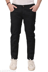 Black denim men's jeans by Jack Rider, solid pattern, size 28/30/32 (India origin)