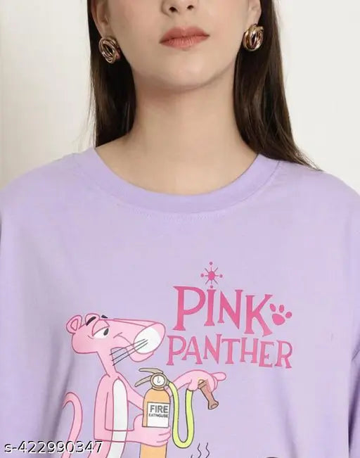 Fancy glamorous printed cotton oversize t-shirt for girls, short sleeves, India-made