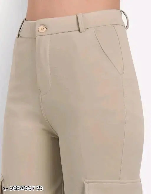 Solid nylon bell bottom 4 pockets pant, trendy and classy designer women's trousers with flared fit, elevate your style, made in India