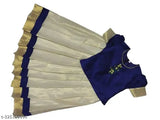 Embroidered cotton and zardozi Pattupavada lehenga with short sleeves, 11-12 years size, Indian traditional wear on display stand