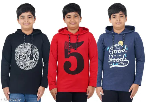 Cotton full sleeve printed boys sweatshirt pack of 3 - colorful graphic design for kids (7-18 years) from India