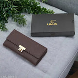 Faux leather women's clutch, 5 compartments, free size (L4xW8in). Handy for phone, cards, accessories, durability guaranteed