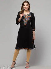Women's embroidered wool lace kurti, three-quarter sleeves, winter wear, India
