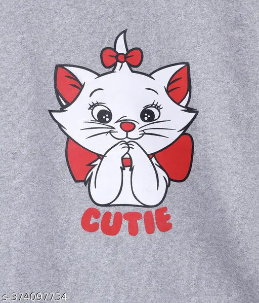 Cotton blend girls' CUTIE print sweatshirt with long sleeves for autumn/winter/spring, fancy winter top in 2-3 years size