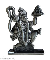 Glossy metal double-sided Lord Hanuman Anjaneya idol figure for car, pooja room, or study table decor. Indian origin