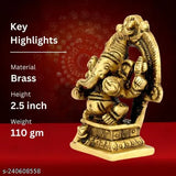 Brass ShreeYaash Ganesha Statue (Height: 2.5 inches, 110g), ornate home decorative figurine capturing the essence of Lord Ganesh