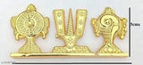 Brass Tirupati Balaji symbol Shankh Chakra Namah gold-plated decorative figurine, Indian religious gift for car dashboard or home/office table showpiece (4cm x 2cm x 4cm)