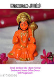 Small orange Hindu deity figure: Hanuman Balaji Bajrang Bali Sankat Mochak, 3 inches size, for car dashboard or home decor
