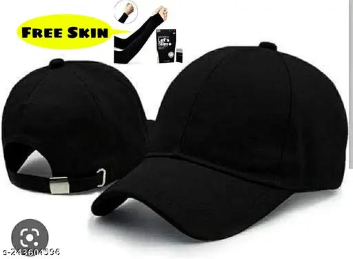 Black cotton summer cap set, skin-friendly men's accessory for warm weather