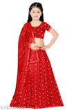 Embroidered net Lahengha choli with matching dupatta, three-quarter sleeves for kids aged 9-10 years, Indian ethnic wear on display