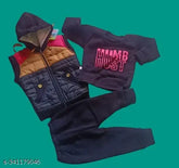 Woolen sleeveless striped sweatshirt for trendy boys (0-2 years), Indian origin