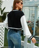 Black color-blocked fleece bomber jacket with printed net pattern. Jacket pack includes sizes XS - XL for men, made in India