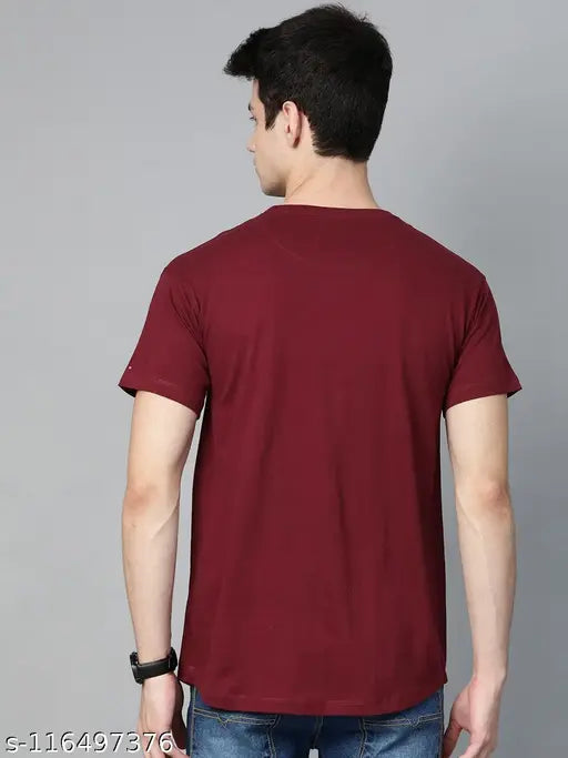 Maroon printed London Crew Super Soldier cotton t-shirt, 100% organic material for men's gym wear