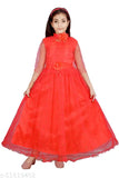 Modern stylish net gown for kids, solid pattern, sleeveless, 4-5 years size