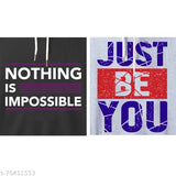 Black and grey cotton blend unisex printed hoodies pack of 2 for kids, perfect winter wardrobe essential