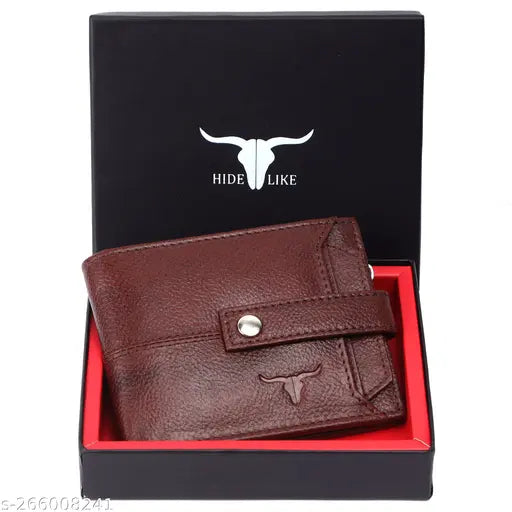 Brown genuine leather RFID-protected wallet for men, handcrafted in India