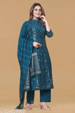 Exquisite Indian Chanderi Kurta & Palazzo Set with Zari Woven Dupatta, embellished net, 3/4 sleeves