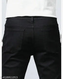 Stylish black denim jeans for men, solid pattern in sizes 26, 28, 30, 32 from India