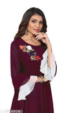 Georgette women's kurti, attractive faux Diya design, solid color in three-quarter sleeves. Indian-made fashion for S-XXXL sizes