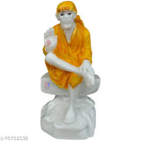 Yellow marble Saibaba Murti, decorative idol for home and office, 6.5 inches tall, used in Mandir