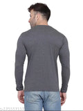 Charcoal cotton blend men's full sleeve polo shirt with trendy classic sport print, ideal for active sports and casual wear
