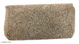 Steel grey embroidered net designer clutch bag, free size (L: 9in, W: 6in)